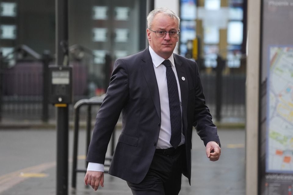 Leicester City director of football Jon Rudkin arriving at Leicester City Hall for the inquest (Jacob King/PA)