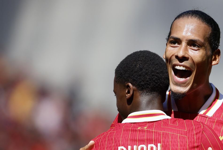 Liverpool’s captain Virgil van Dijk offered no update on his contract situation (Richard Sellers/PA)