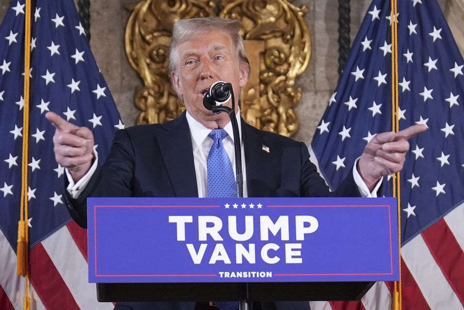 President-elect Donald Trump speaks during a news conference at Mar-a-Lago (Evan Vucci/AP)