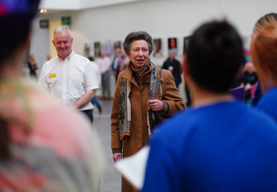 Anne chats to the hospital tour (Ben Birchall/PA)