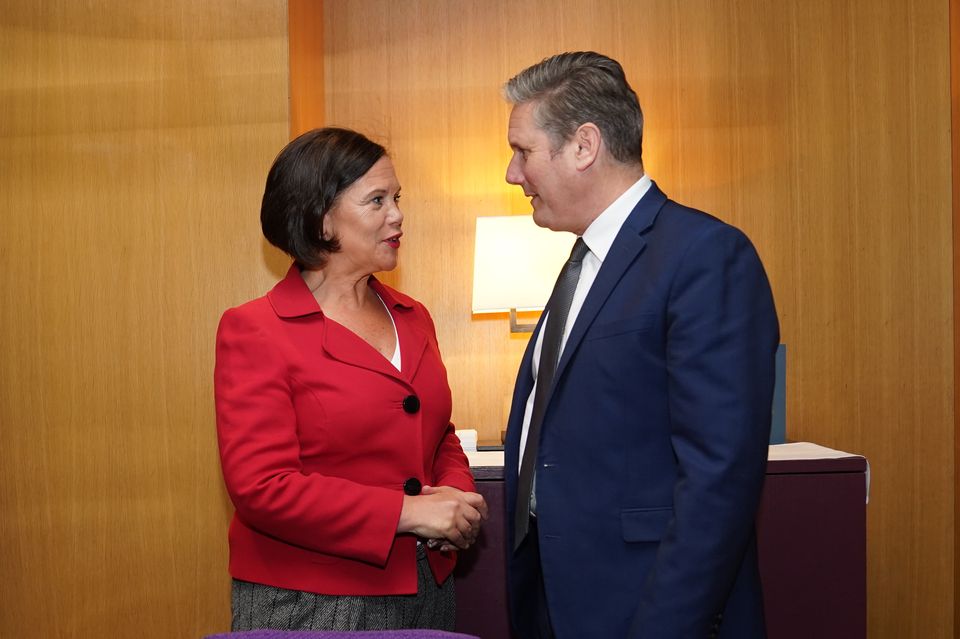 Sir Keir Starmer with Sinn Fein’s President Mary Lou McDonald (Stefan Rousseau/PA)