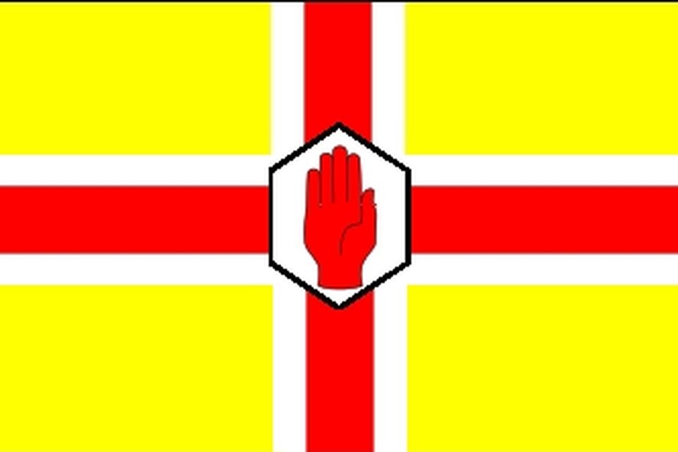 yellow red hand of ulster flag