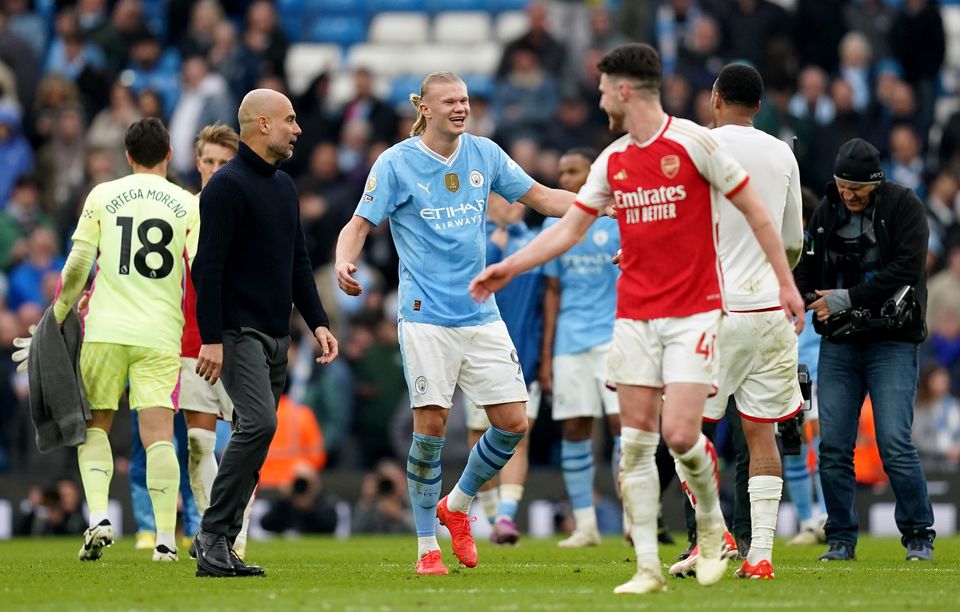 Haaland sparked anger at the end of the clash at the Etihad (Martin Rickett/PA)