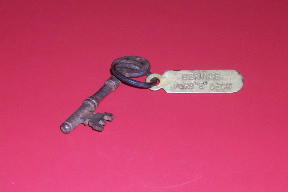 The Service ForD "E" deck key, belonging to First Class Steward, Edmund Stone, victim of the Titanic disaster