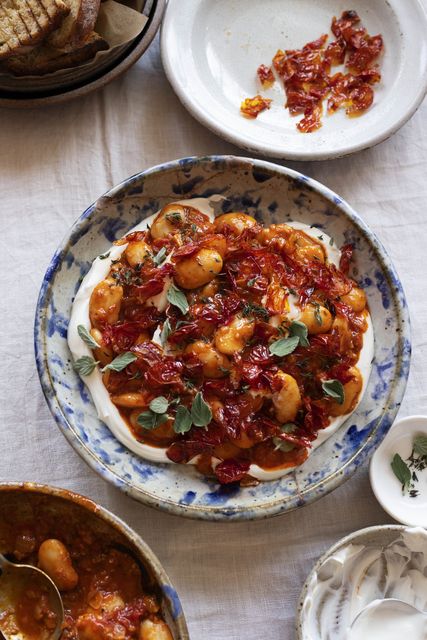 Butter beans with roasted cherry tomatoes. Photography by Jonathan Lovekin