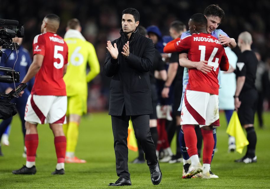 Arsenal are now 13 points behind Liverpool after a stalemate at Nottingham Forest (Nick Potts/PA)