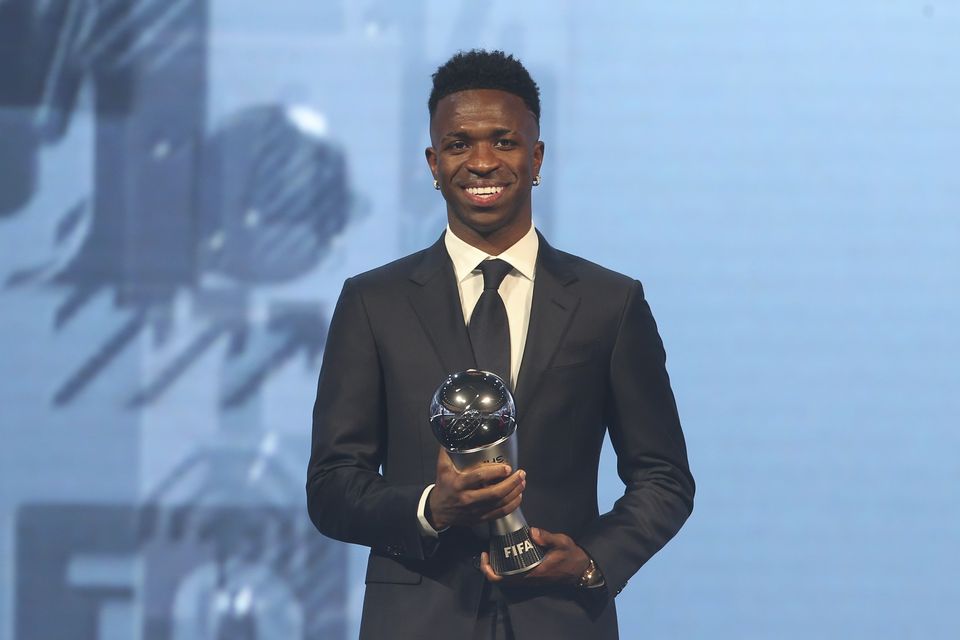 Vinicius Jr took the best men’s prize for the first time (Hussein Sayed/AP)