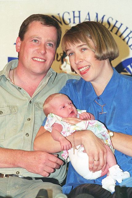 Baby Abbie Humphries after being reunited with her parents Karen and Roger in 1994 (David Jones/PA)