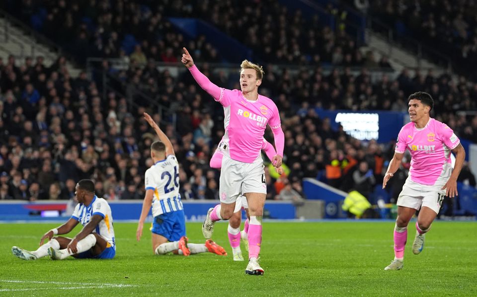 Southampton’s Flynn Downes, centre, celebrates his equaliser (Gareth Fuller/PA)