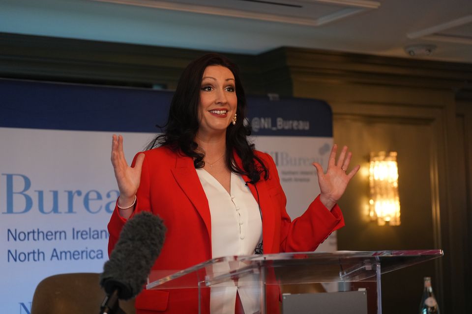 Northern Ireland deputy First Minister Emma Little Pengelly speaks during the Northern Ireland Bureau breakfast (Niall Carson/PA)