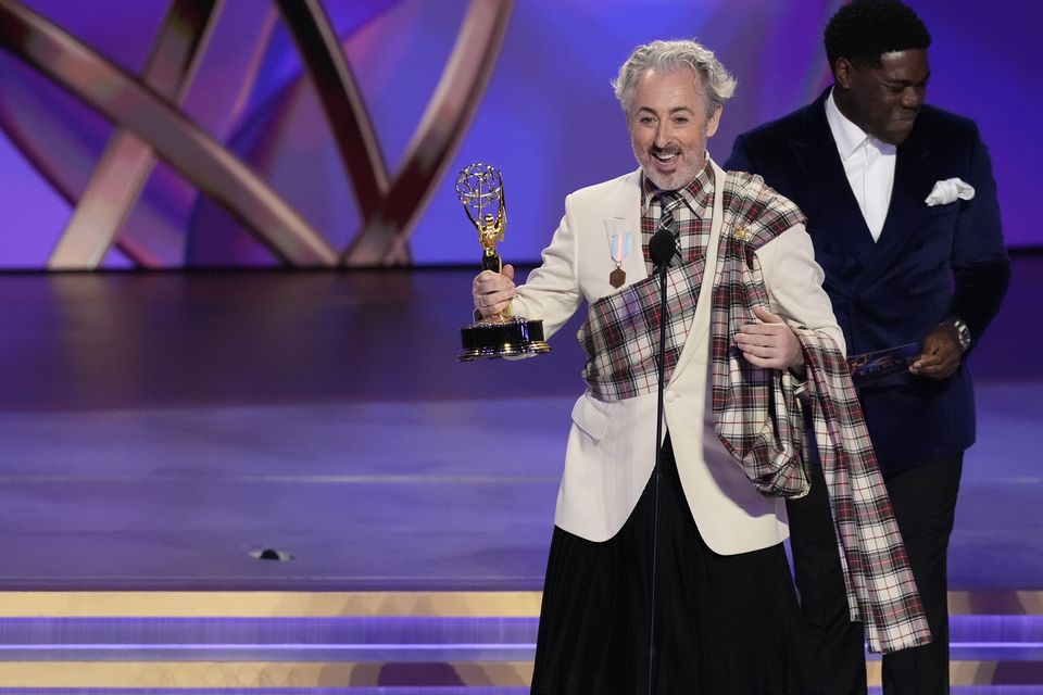 Alan Cumming accepts the award for outstanding reality competition program for The Traitors during the 76th Primetime Emmy Awards (Chris Pizzello/AP)