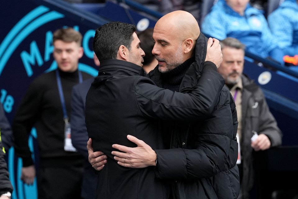 Guardiola (right) maintains he has a good relationship with Arteta (right) but wants him to explain recent comments (Martin Rickett/PA)