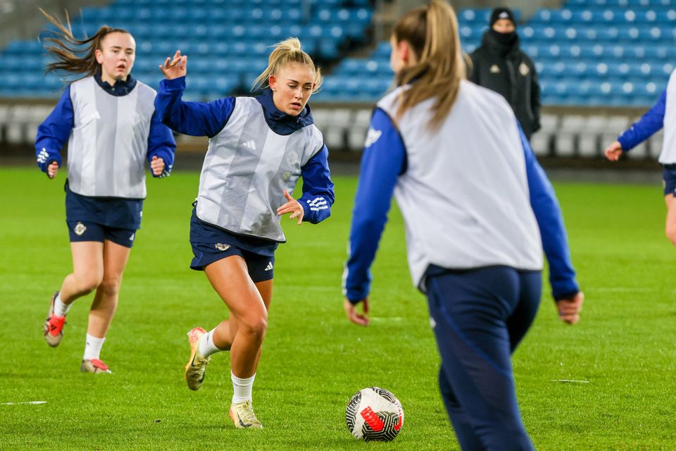 Danielle Maxwell in action during Tuesday night's Northern Ireland training session in Norway