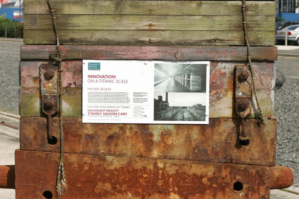 Colin Cobb's Titanic Walking Tours. An original keel block from the Thompson graving dock