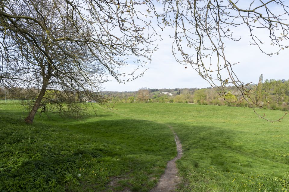 The scene in Rowdown Fields, in New Addington, south London, where remains belonging to Sarah Mayhew, 38, were found (Jordan Pettitt/PA)