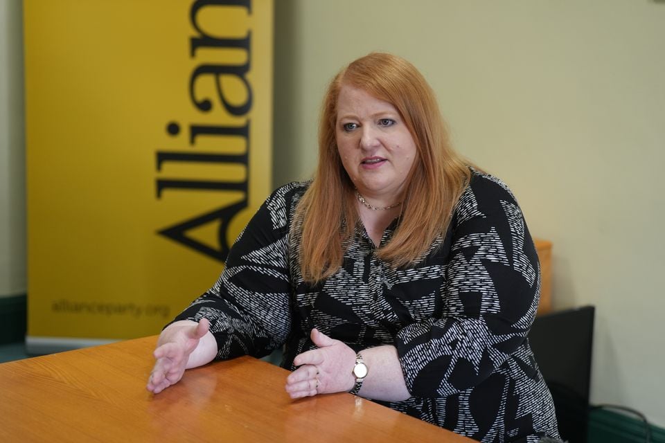 Alliance Party leader Naomi Long speaks to the PA news agency in her office in Parliament Buildings in Stormont ahead of her party’s conference in Belfast at the weekend (Niall Carson/PA)