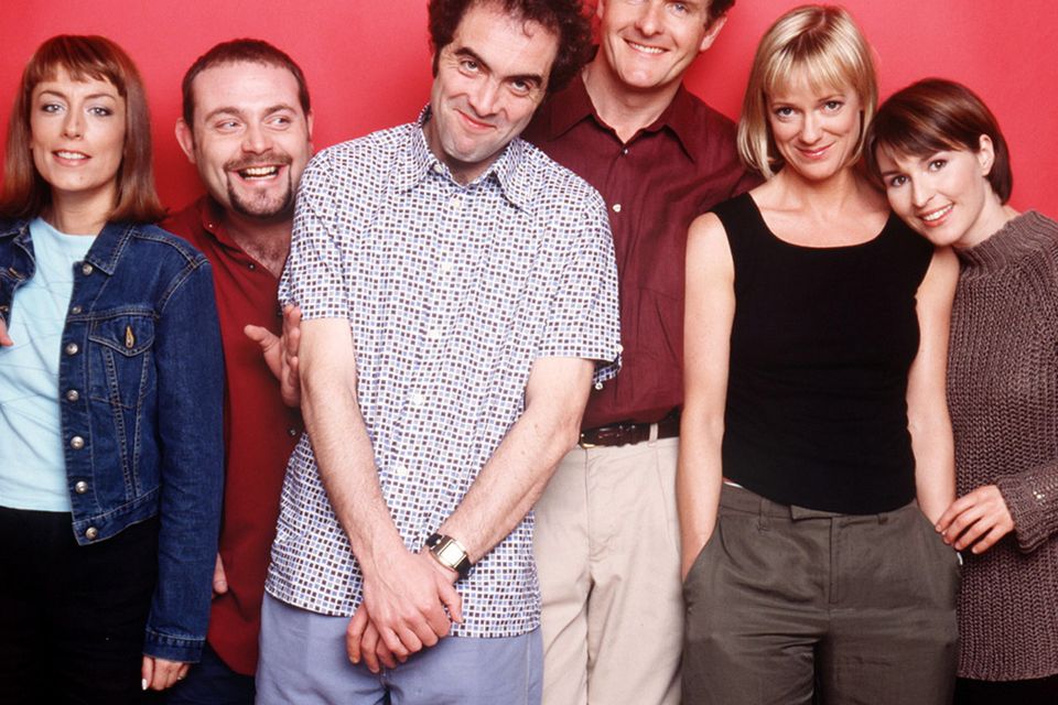 James Nesbitt with the other cast members (from left) Fay Ripley, John Thomson, Robert Bathurst, Hermione Norris and Helen Baxendale