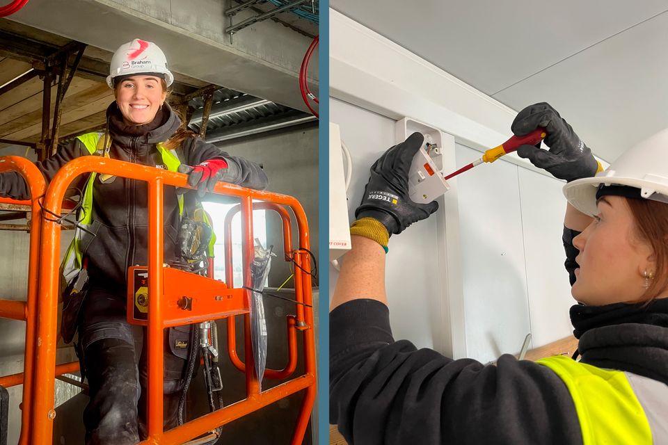 Apprentice electrician Amy Higgins at work