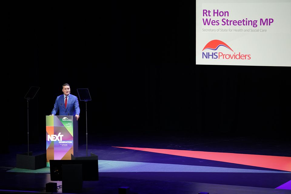 Health Secretary Wes Streeting delivering a keynote speech at the 2024 NHS Providers conference and exhibition at the ACC Liverpool (Peter Byrne/PA)