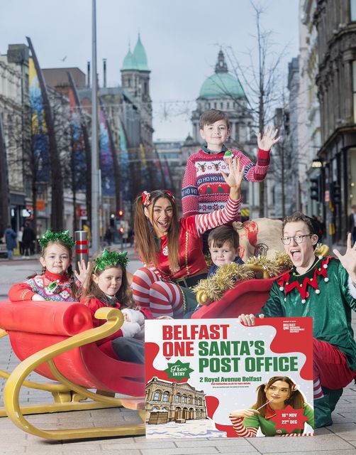 Santa’s Post Office elves joined by his little helpers Rachel Evans (6), Stephanie Whyte (7), Peter Evans (4), and Ownie Evans (9)