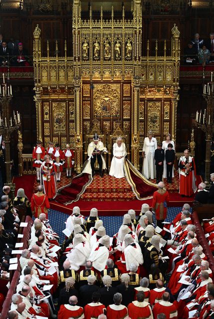 Camilla listens as King reads the King’s Speech in the House of Lords Chamber (Henry Nicholls/PA)