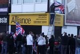 thumbnail: Northern Ireland- 4th December 2012 Mandatory Credit - Photo-Jonathan Porter/Presseye.  Loyalist hold protest at Naomi Long's east Belfast Alliance office following a council vote last night which will see the Union Flag only follow certain days.  Loyalist protesters pictured on the Newtownards Road during the protest.