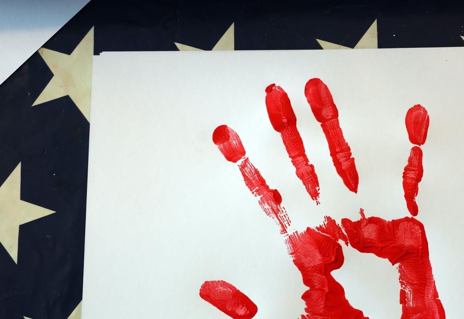 The signed handprint of the Princess of Wales, Patron of Ty Hafan Children’s Hospice, during a visit to the hospice in Sully, near Cardiff, South Wales (Richard Pohle/The Times/PA)