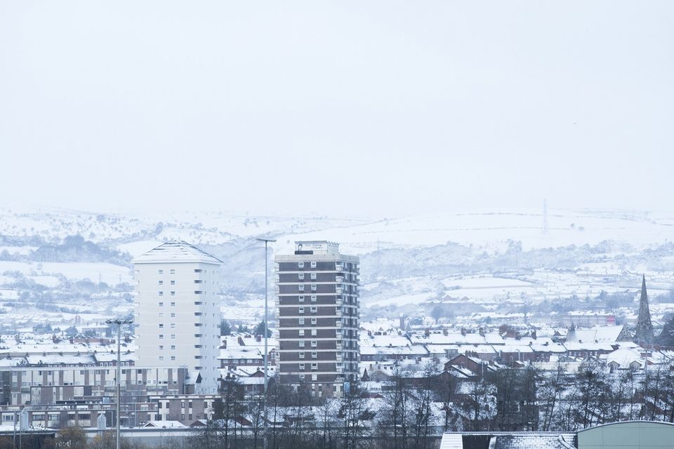 Snow falls over Belfast.
Picture Colm O'Reilly