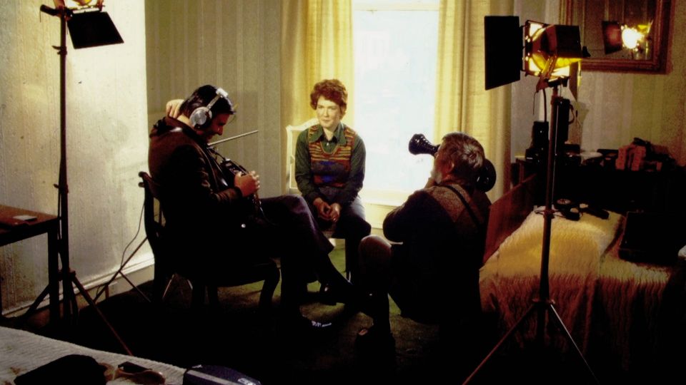 Zwy Aldouby, left, interviewing IRA member Rita O'Hare. Image from The Secret Army