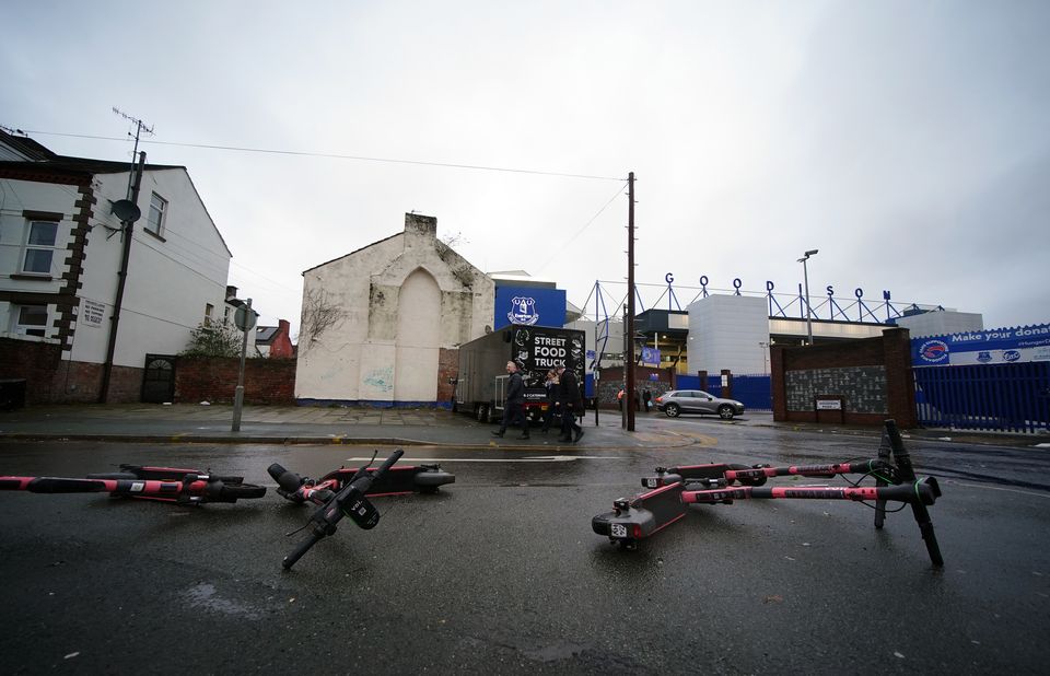 Outside Goodison Park in Liverpool after the Premier League Merseyside derby between Everton and Liverpool was postponed (Peter Byrne/PA)