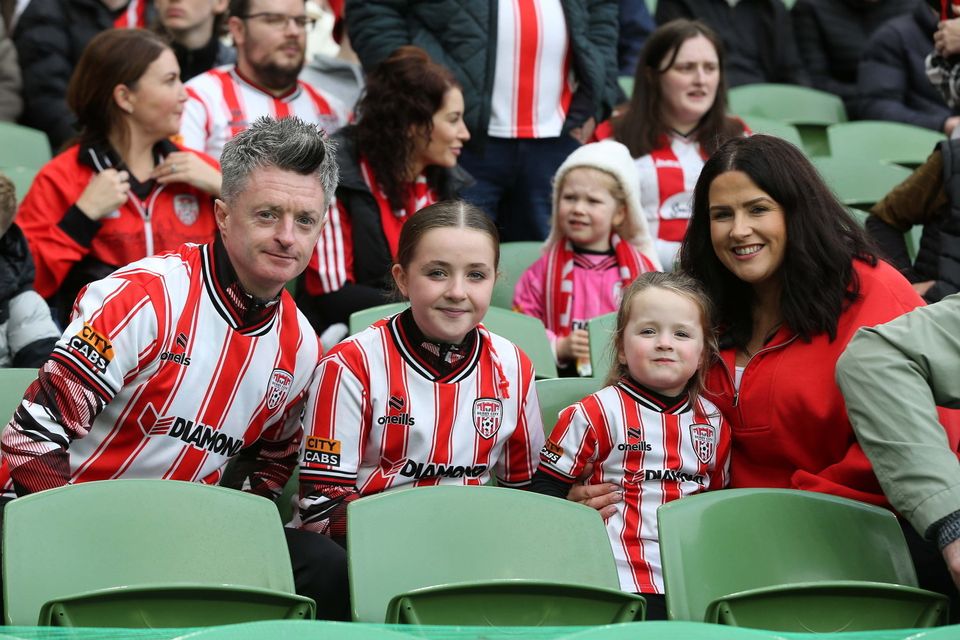 2024 Sports Direct FAI Cup Final, Aviva Stadium, Dublin 10/11/2024
Drogheda V Derry City
The Hamilton family from Derry  before the game
Mandatory Credit ©INPHO/Lorcan Doherty