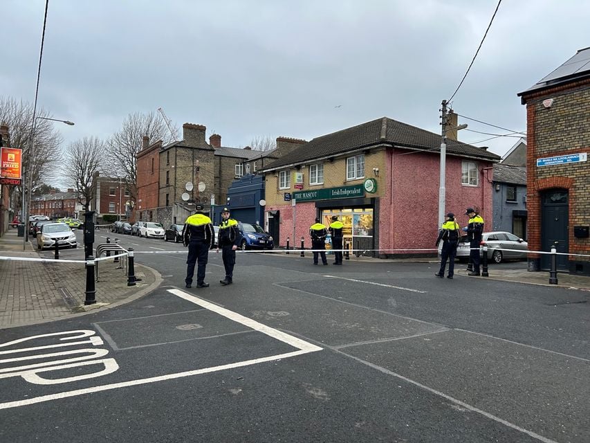 Gardai in the Arbour Hill area of Stoneybatter in Dublin following a suspected knife attack (Cillian Sherlock/PA)