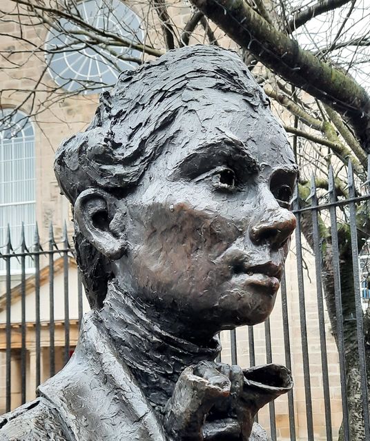 A bust of Robert Fergusson stands in Canongate, Edinburgh (University of Glasgow/PA)