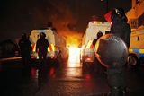 thumbnail: A car burns in the Castlereagh Street of east Belfast