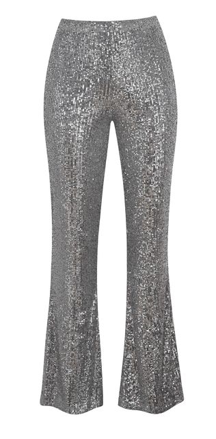 Silver Sequin Kick Flare Trousers, £34.99, New Look
