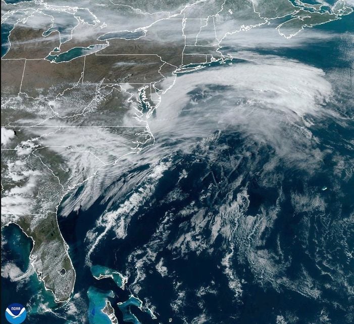 Satellite images showed the monster storm building (NOAA via AP)