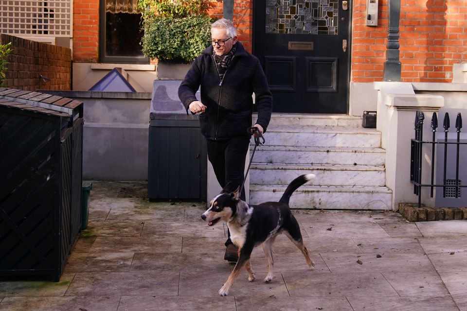 Gary Lineker took his dog for a walk as the BBC announced he would step down as Match of the Day host at the end of the season (Ben Whitley/PA)