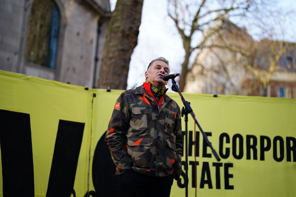 Chris Packham addressed campaigners outside the Royal Courts of Justice on Wednesday (Jordan Pettitt/PA)