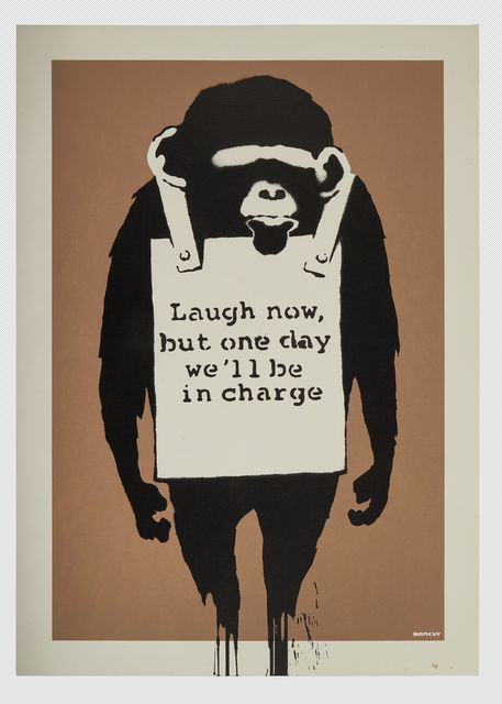 Laugh Now by Banksy, which went up for sale in the Under Duress: The Banksy Archive of Steve Larazides auction (PA/Julien’s Auctions)