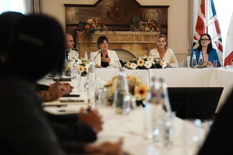 Sophie took part in a roundtable discussion with the Malta police force about supporting victims of human trafficking (Aaron Chown/PA)