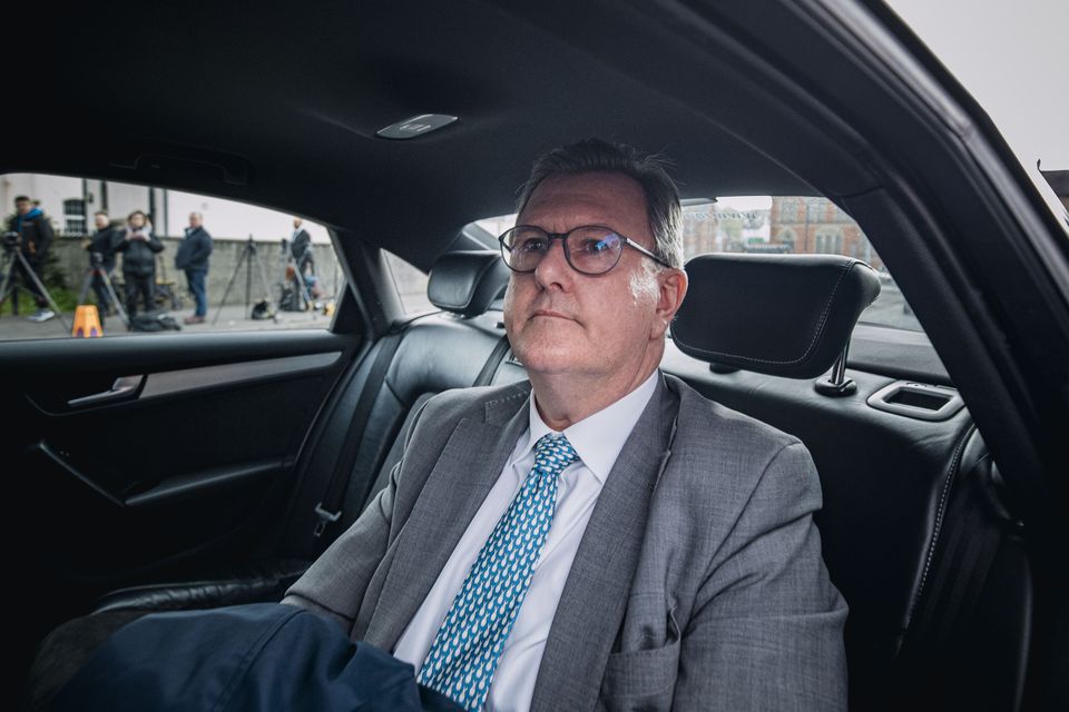 Jeffrey Donaldson arrives at Newry courthouse on April 24, 2024 (Photo by Kevin Scott for Belfast Telegraph)