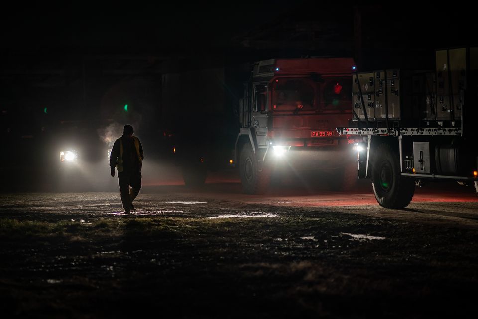 British military vehicles travelled in convoy during Exercise Steadfast Dart (Ben Birchall/PA)