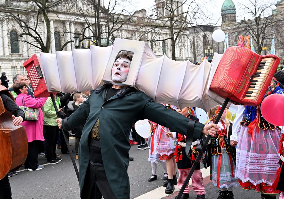 Colourful characters at the St Patrick's Day parade in Belfast (Presseye)