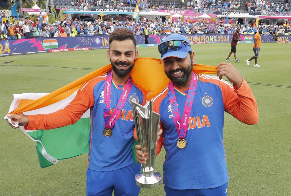 Virat Kohli, left, and Rohit Sharma have retired from T20s for India (PA)