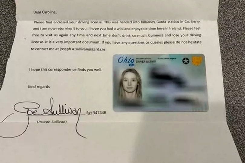 Gardai sent a letter with a found licence back to Ohio (Image: Garda Press Office)