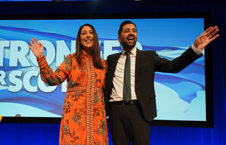 First Minister Humza Yousaf with his wife Nadia El-Nakla, who is an SNP councillor (PA)