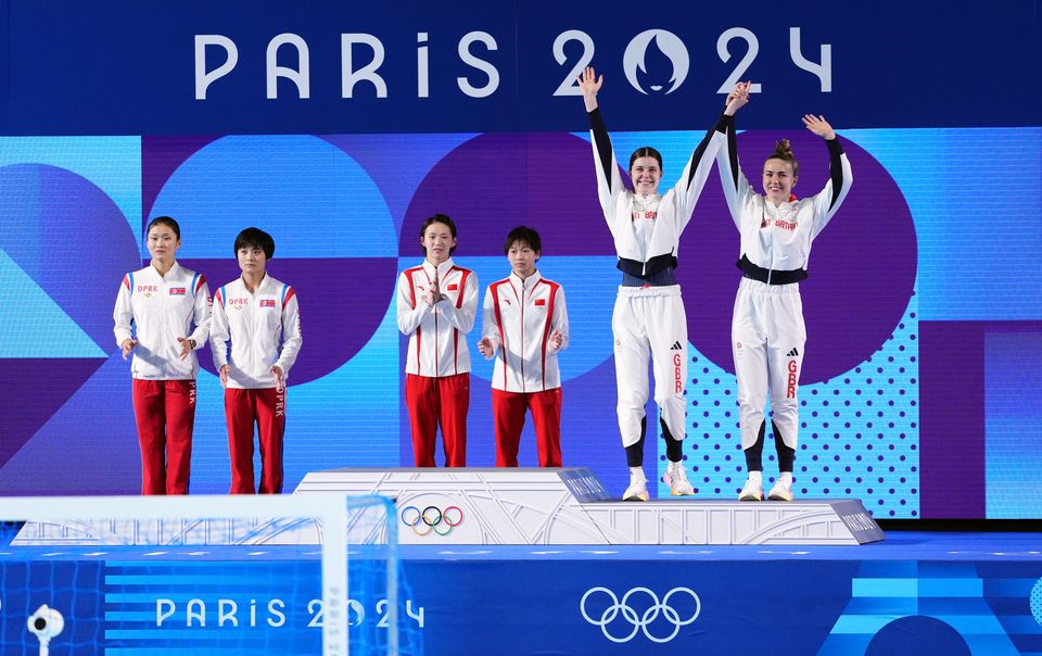 Andrea Spendolini-Sirieix and Lois Toulson on the podium (John Walton/PA)