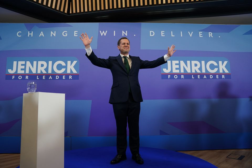 Tory leadership hopeful Robert Jenrick speaking during his Conservative Party leadership campaign launch in Newark (Jacob King/PA)