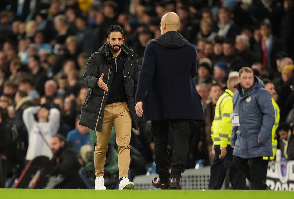 Manchester United manager Ruben Amorim saw his team outwit Pep Guardiola’s City with a dramatic finish (Martin Rickett/PA)