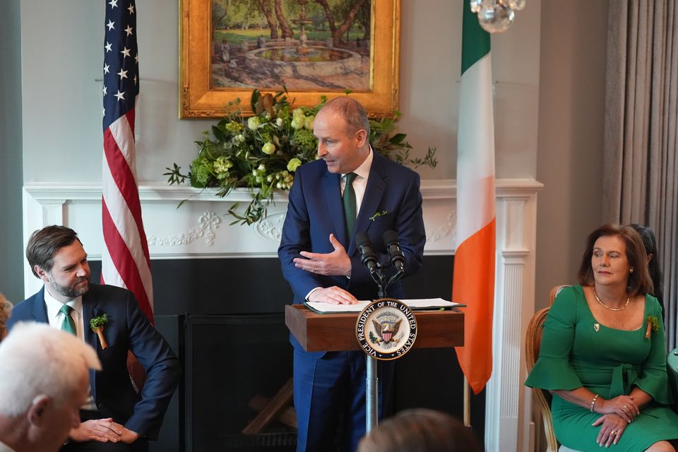 Taoiseach Micheal Martin speaking at a breakfast meeting (Niall Carson/PA)